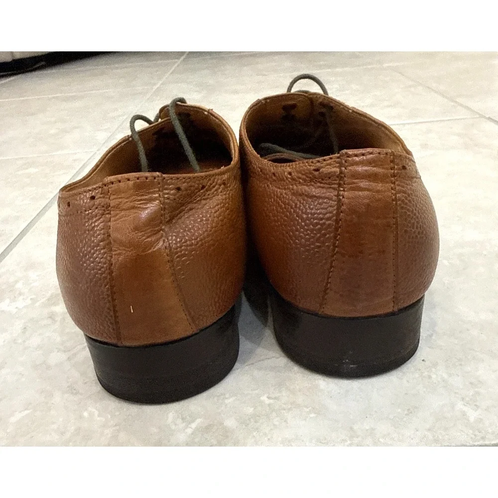 Carrucci Wingtip Cognac Brown Caviar Dress Leather Shoes Lace Up Career Business